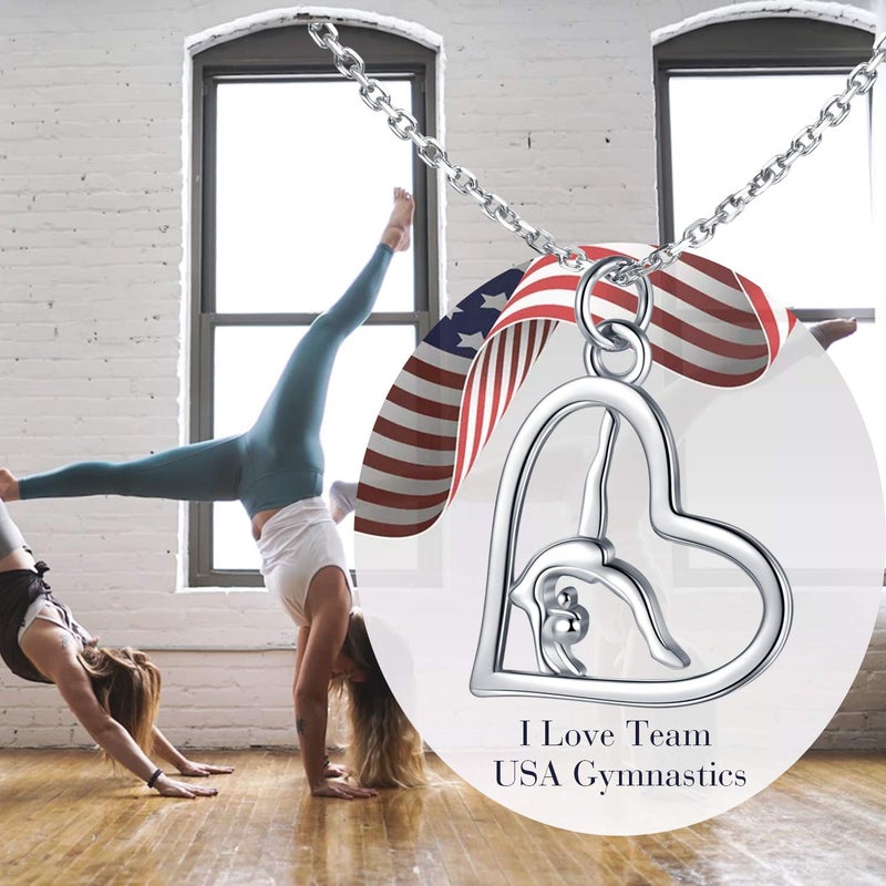 Sariel Gymnastics Gifts for Women Gymnast Necklace 925 Sterling Silver Gymnastics Fashion Jewelry Pendant Birthday (Silver) - Image 4